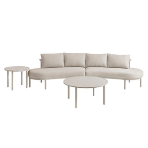 Modway Furniture Porta Outdoor Modular Sofa Set with Rope Weave Aluminum Frames and Nesting Tables Khaki Stone EEI-7613-KHA-STO