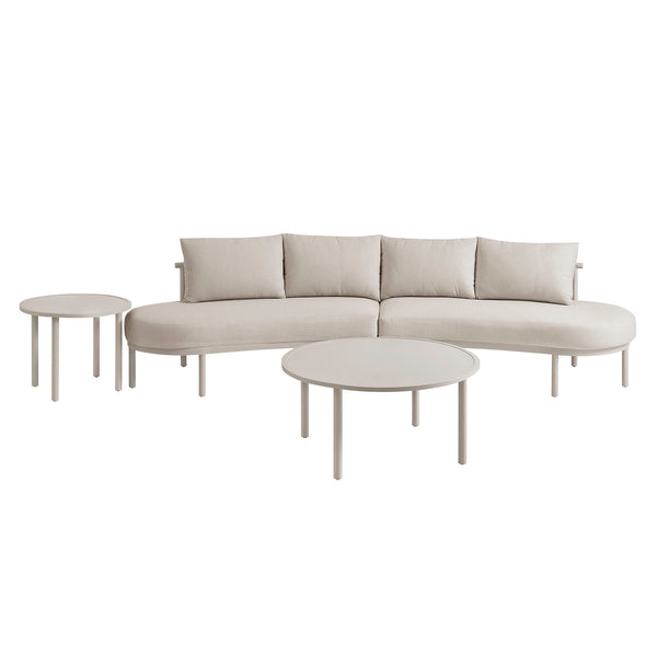Modway Furniture Porta Outdoor Modular Sofa Set with Rope Weave Aluminum Frames and Nesting Tables Khaki Stone EEI-7613-KHA-STO