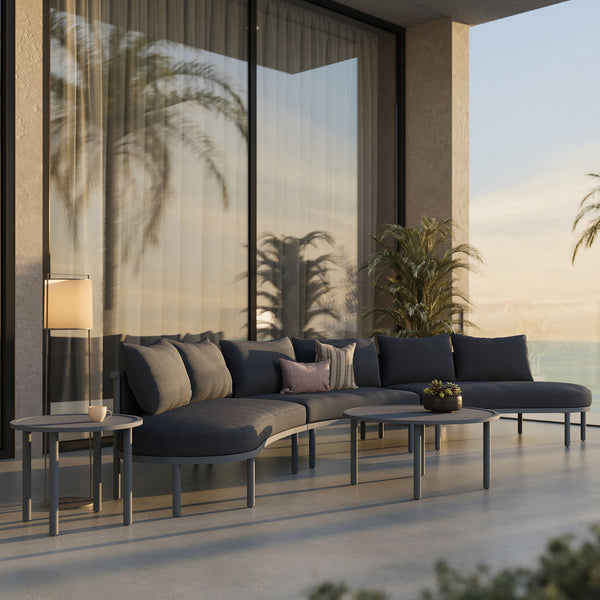 Modway Furniture Porta Modway 5 Piece Modular Outdoor Aluminum Sofa Set with Woven Rope Texture Charcoal / Anthracite EEI-7614-CHA-ANT