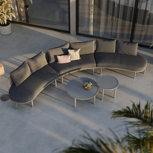 Modway Furniture Porta Modway 5 Piece Modular Outdoor Aluminum Sofa Set with Woven Rope Texture Charcoal / Anthracite EEI-7614-CHA-ANT