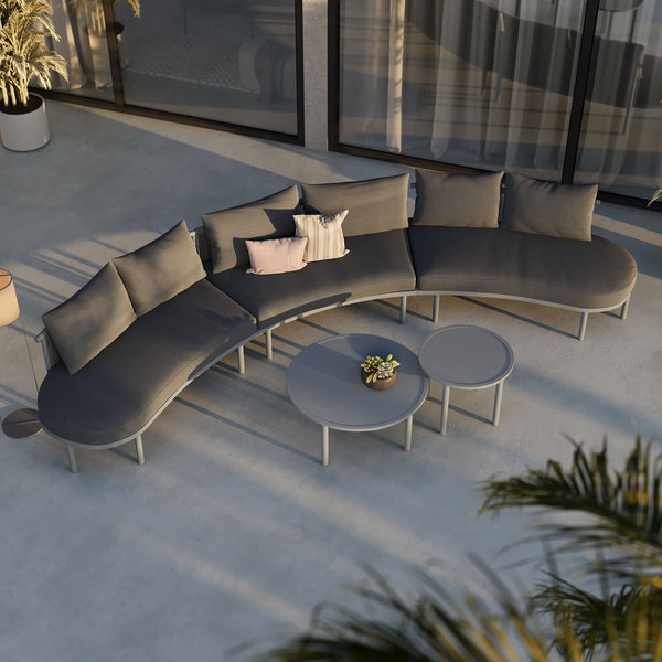Modway Furniture Porta Modway 5 Piece Modular Outdoor Aluminum Sofa Set with Woven Rope Texture Charcoal / Anthracite EEI-7614-CHA-ANT