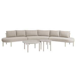 Modway Furniture Porta Modway 5 Piece Modular Outdoor Aluminum Sofa Set with Woven Rope Texture Khaki / Stone EEI-7614-KHA-STO