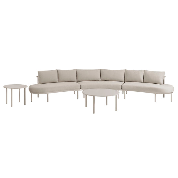 Modway Furniture Porta Modway 5 Piece Modular Outdoor Aluminum Sofa Set with Woven Rope Texture Khaki / Stone EEI-7614-KHA-STO