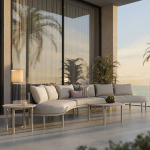 Modway Furniture Porta Modway 5 Piece Modular Outdoor Aluminum Sofa Set with Woven Rope Texture Khaki / Stone EEI-7614-KHA-STO