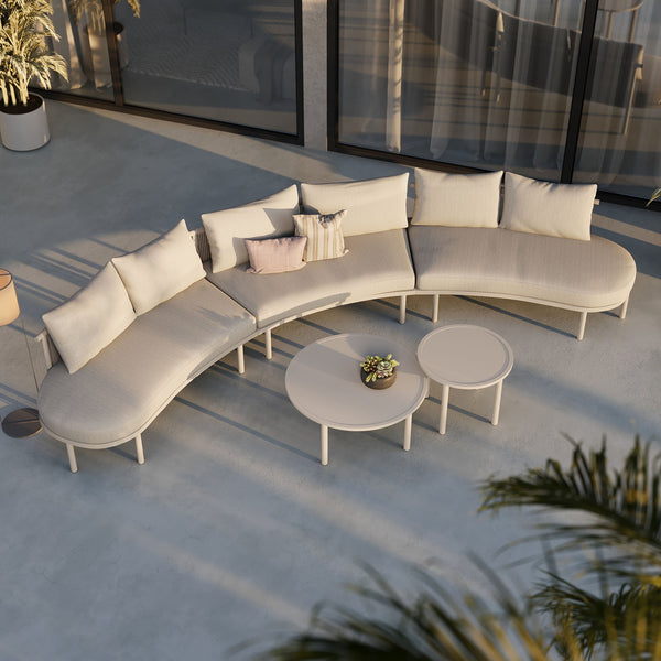 Modway Furniture Porta Modway 5 Piece Modular Outdoor Aluminum Sofa Set with Woven Rope Texture Khaki / Stone EEI-7614-KHA-STO