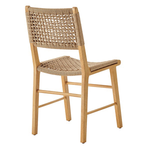 Modway Furniture Tindra Open Weave Rattan Dining Chairs Set of 2 with Solid Rubberwood Legs Natural EEI-7615-NAT