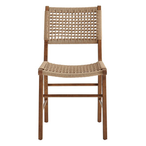 Modway Furniture Tindra Open Weave Rattan Dining Chairs Set of 2 with Solid Rubberwood Legs Walnut EEI-7615-WAL