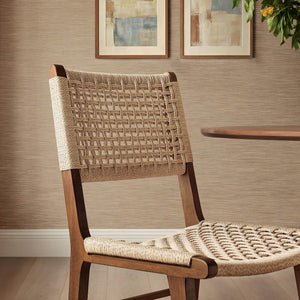 Modway Furniture Tindra Open Weave Rattan Dining Chairs Set of 2 with Solid Rubberwood Legs Walnut EEI-7615-WAL