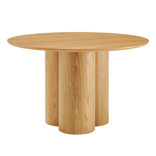 Modway Furniture Renwick Round Pedestal Dining Table with Cloverleaf Base Seats Four in Style Oak EEI-7616-OAK