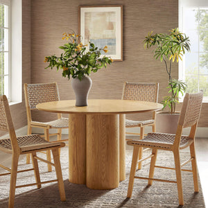 Modway Furniture Renwick Round Pedestal Dining Table with Cloverleaf Base Seats Four in Style Oak EEI-7616-OAK