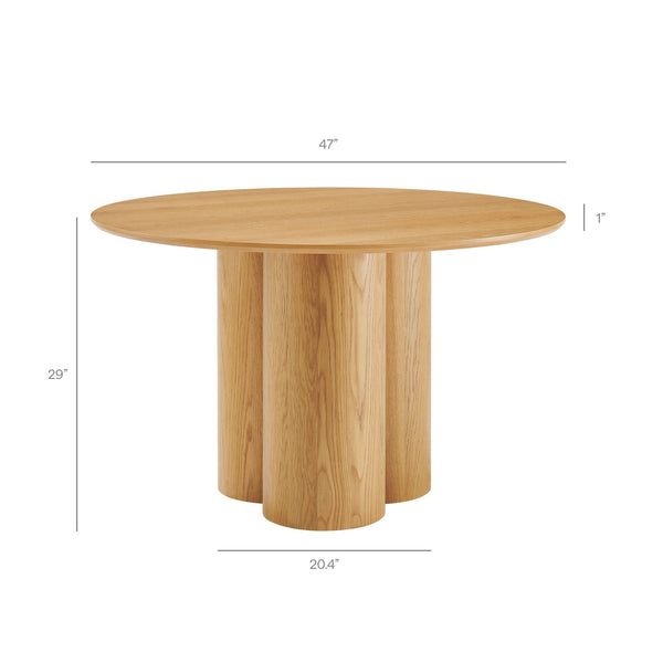 Modway Furniture Renwick Round Pedestal Dining Table with Cloverleaf Base Seats Four in Style Oak EEI-7616-OAK