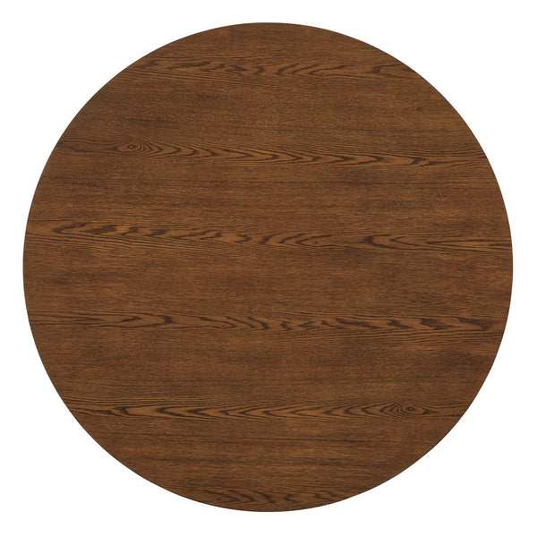 Modway Furniture Renwick Round Pedestal Dining Table with Cloverleaf Base Seats Four in Style Walnut EEI-7616-WAL
