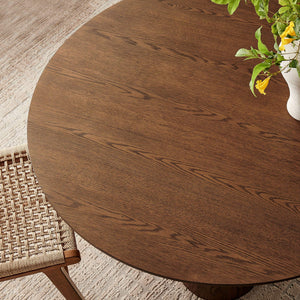 Modway Furniture Renwick Round Pedestal Dining Table with Cloverleaf Base Seats Four in Style Walnut EEI-7616-WAL