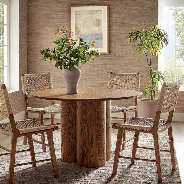 Modway Furniture Renwick Round Pedestal Dining Table with Cloverleaf Base Seats Four in Style Walnut EEI-7616-WAL