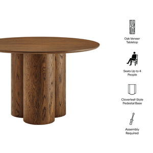 Modway Furniture Renwick Round Pedestal Dining Table with Cloverleaf Base Seats Four in Style Walnut EEI-7616-WAL