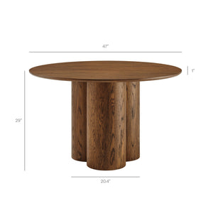 Modway Furniture Renwick Round Pedestal Dining Table with Cloverleaf Base Seats Four in Style Walnut EEI-7616-WAL