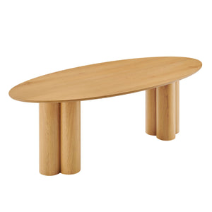 Modway Furniture Renwick Oval Veneer Dining Table with Sculptural Cloverleaf Pedestal Base Seats Six Oak EEI-7617-OAK