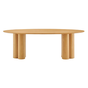 Modway Furniture Renwick Oval Veneer Dining Table with Sculptural Cloverleaf Pedestal Base Seats Six Oak EEI-7617-OAK