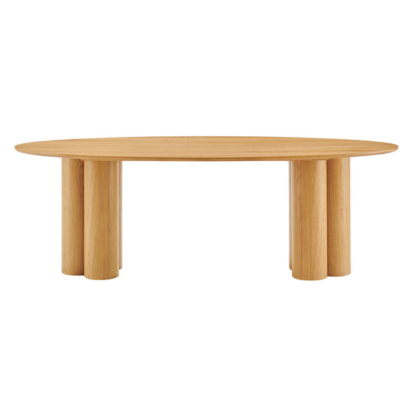 Modway Furniture Renwick Oval Veneer Dining Table with Sculptural Cloverleaf Pedestal Base Seats Six Oak EEI-7617-OAK