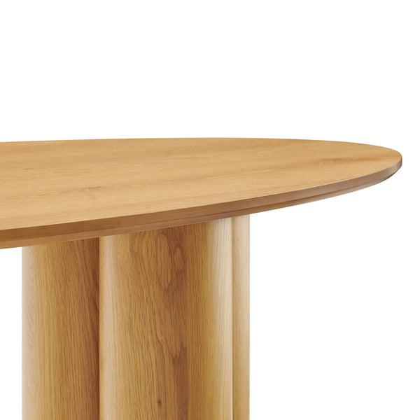 Modway Furniture Renwick Oval Veneer Dining Table with Sculptural Cloverleaf Pedestal Base Seats Six Oak EEI-7617-OAK