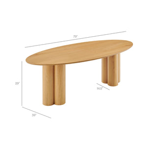 Modway Furniture Renwick Oval Veneer Dining Table with Sculptural Cloverleaf Pedestal Base Seats Six Oak EEI-7617-OAK