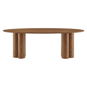 Modway Furniture Renwick Oval Veneer Dining Table with Sculptural Cloverleaf Pedestal Base Seats Six Walnut EEI-7617-WAL