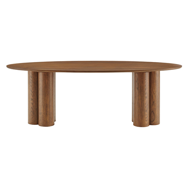 Modway Furniture Renwick Oval Veneer Dining Table with Sculptural Cloverleaf Pedestal Base Seats Six Walnut EEI-7617-WAL