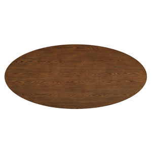 Modway Furniture Renwick Oval Veneer Dining Table with Sculptural Cloverleaf Pedestal Base Seats Six Walnut EEI-7617-WAL