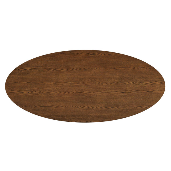 Modway Furniture Renwick Oval Veneer Dining Table with Sculptural Cloverleaf Pedestal Base Seats Six Walnut EEI-7617-WAL