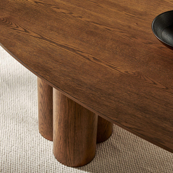 Modway Furniture Renwick Oval Veneer Dining Table with Sculptural Cloverleaf Pedestal Base Seats Six Walnut EEI-7617-WAL