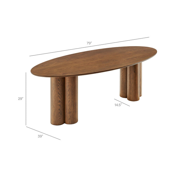 Modway Furniture Renwick Oval Veneer Dining Table with Sculptural Cloverleaf Pedestal Base Seats Six Walnut EEI-7617-WAL