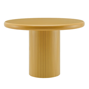 Modway Furniture Belmonte Round Pedestal Dining Table Fluted Column Solid Wood Seats Four Brown EEI-7618-MUS