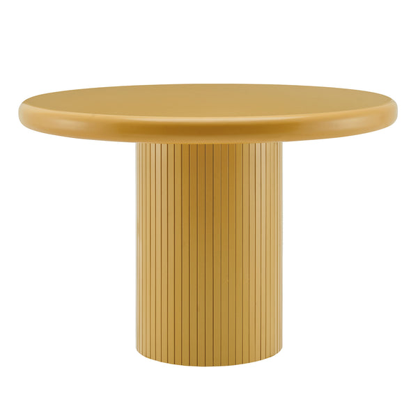 Modway Furniture Belmonte Round Pedestal Dining Table Fluted Column Solid Wood Seats Four Brown EEI-7618-MUS