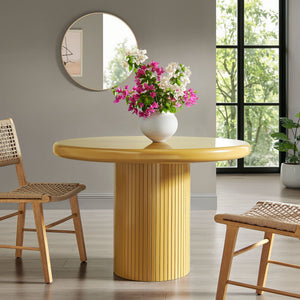 Modway Furniture Belmonte Round Pedestal Dining Table Fluted Column Solid Wood Seats Four Brown EEI-7618-MUS