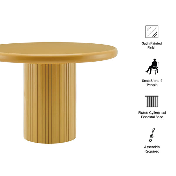 Modway Furniture Belmonte Round Pedestal Dining Table Fluted Column Solid Wood Seats Four Brown EEI-7618-MUS