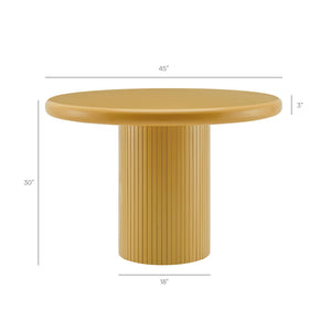Modway Furniture Belmonte Round Pedestal Dining Table Fluted Column Solid Wood Seats Four Brown EEI-7618-MUS