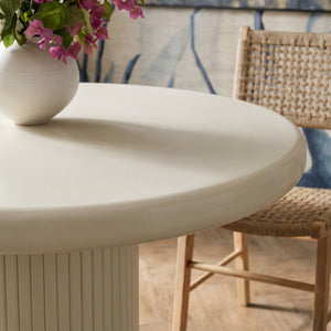 Modway Furniture Belmonte Round Pedestal Dining Table Fluted Column Solid Wood Seats Four White EEI-7618-PTY
