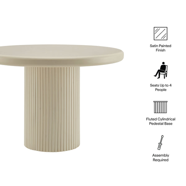 Modway Furniture Belmonte Round Pedestal Dining Table Fluted Column Solid Wood Seats Four White EEI-7618-PTY