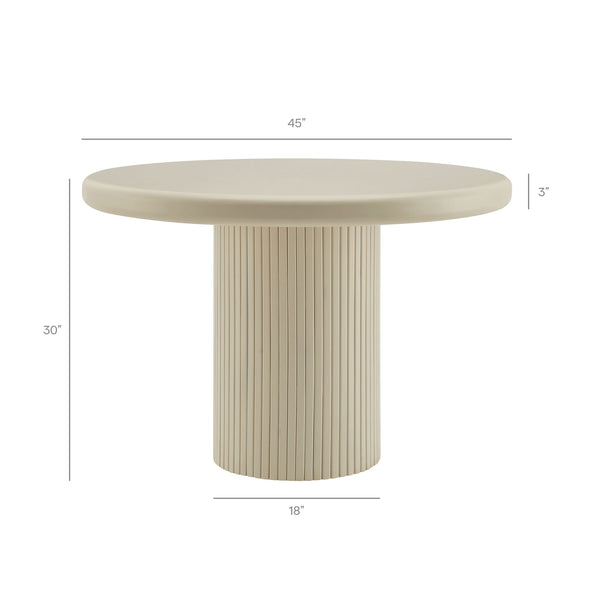 Modway Furniture Belmonte Round Pedestal Dining Table Fluted Column Solid Wood Seats Four White EEI-7618-PTY