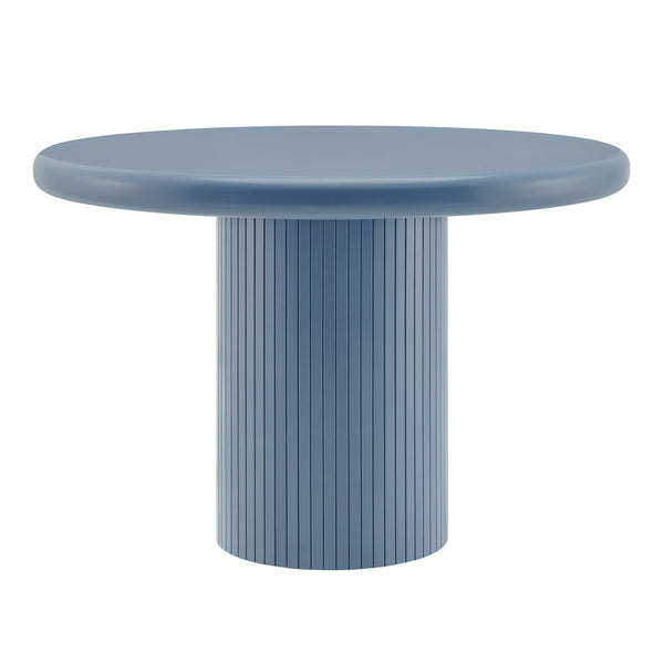 Modway Furniture Belmonte Round Pedestal Dining Table Fluted Column Solid Wood Seats Four Blue EEI-7618-STB