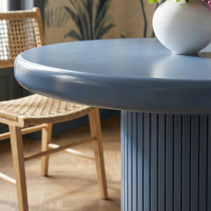Modway Furniture Belmonte Round Pedestal Dining Table Fluted Column Solid Wood Seats Four Blue EEI-7618-STB