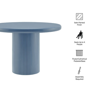 Modway Furniture Belmonte Round Pedestal Dining Table Fluted Column Solid Wood Seats Four Blue EEI-7618-STB