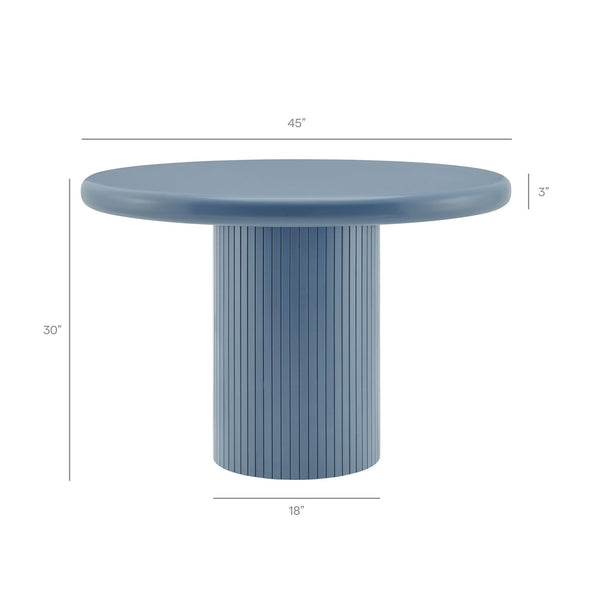 Modway Furniture Belmonte Round Pedestal Dining Table Fluted Column Solid Wood Seats Four Blue EEI-7618-STB