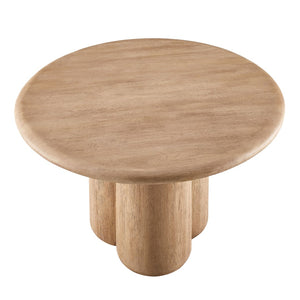 Modway Furniture Tori Concrete Round Pedestal Dining Table Seats Four for Patio or Sunroom Oak EEI-7619-OAK