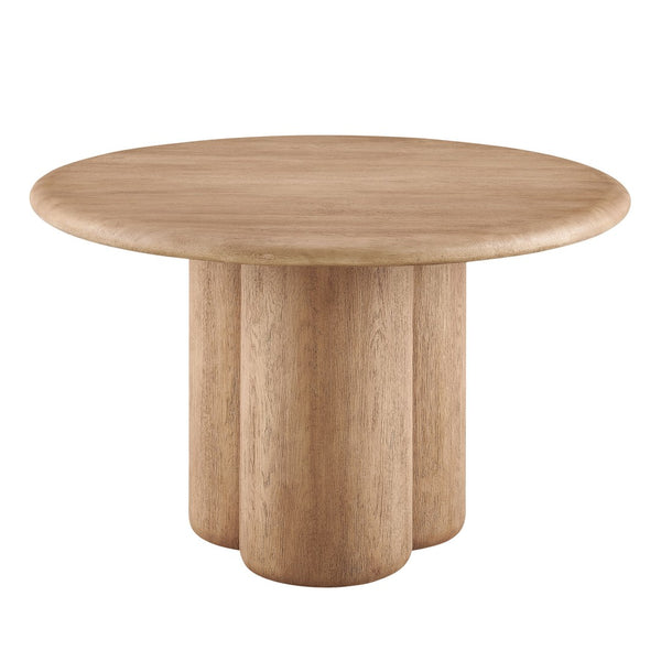 Modway Furniture Tori Concrete Round Pedestal Dining Table Seats Four for Patio or Sunroom Oak EEI-7619-OAK