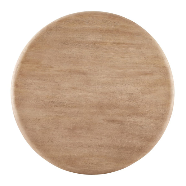 Modway Furniture Tori Concrete Round Pedestal Dining Table Seats Four for Patio or Sunroom Oak EEI-7619-OAK