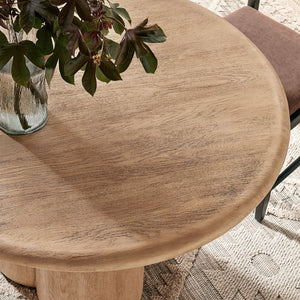 Modway Furniture Tori Concrete Round Pedestal Dining Table Seats Four for Patio or Sunroom Oak EEI-7619-OAK