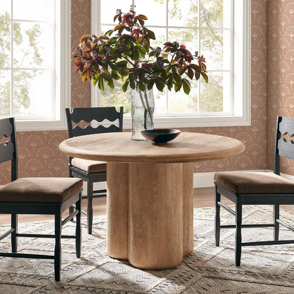Modway Furniture Tori Concrete Round Pedestal Dining Table Seats Four for Patio or Sunroom Oak EEI-7619-OAK
