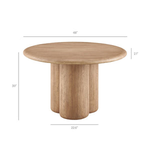 Modway Furniture Tori Concrete Round Pedestal Dining Table Seats Four for Patio or Sunroom Oak EEI-7619-OAK