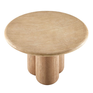Modway Furniture Tori Concrete Round Pedestal Dining Table Seats Four for Patio or Sunroom Travertine EEI-7619-TRA-OAK